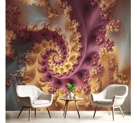 Murales Papel Pintado Fotográfico, 300X210Cm Grande Papel Pintado Con Rojo Burdeos Espiral Medieval 3D - Geometría Fractal Fotografía Póster 3D Murales Decoración Para Dormitorio Salón