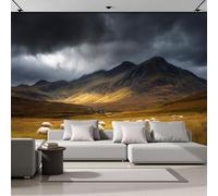 Murales Papel pintado fotográfico, 300x210cm Papel pintado Seda Con Amarillo dorado Patrón - Paisaje natural Las ovejas están pastando Fotografía Póster Efecto 3D Murales Decoración