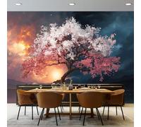 Murales Papel pintado fotográfico, 350 x 256 cm Grande Papel pintado No Tejido Con El Cielo El Árbol De La Vida Patrón - Fantasía Póster Efecto 3D Murales Decoración Para Dormitorio Salón Tv Pared