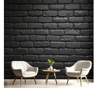 Murales Papel Pintado Fotográfico, 350X256Cm Grande Papel Pintado Con Negro Textura De Ladrillo 3D - Arquitectura Industrial Fotografía Póster 3D Murales Decoración Para Dormitorio Salón