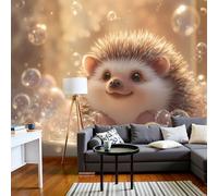 Murales Papel Pintado Fotográfico, 450X315Cm Grande Papel Pintado Con Marrón Burbujas De Ensueño Erizo - Animal Realista Fotografía Póster 3D Murales Decoración Para Dormitorio Salón