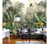 Murales Papel pintado fotográfico, Grande Papel pintado Seda Con Verde Patrón - Selva tropical Árbol de plátano Palmera Fotografía Póster Efecto 3D Murales Decoración Para Dormitorio Salón