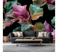 Murales Papel Pintado Planta Tallos Y Hojas De Bambú 450 x 315 cm Fotomurale Tejido No Tejido, Negro Papel Tapiz Fotográfico - Salon Dormitorio Oficina Hotel Decorativos Murales