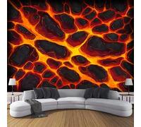 Murales Papel Pintado Salon Diseño De Arte De Juego, 150 × 105 Cm Fotomurales 3D Texturas De Lava Tejido Seda Papel Tapiz Fotográfico Decorativos Murales Dormitorio,Color Naranja