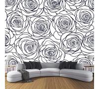 Murales Papel Pintado Salon Estilo De Arte Lineal, 350 × 256 Cm Fotomurales 3D Patrón De Rosa Tejido Seda Papel Tapiz Fotográfico Decorativos Murales Dormitorio,Marina De Guerra