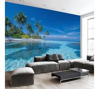 Murales Papel Pintado Salon Islas Tropicales, Agua De Mar Palmeras 250Anx175Al cm Fotomurales 3D No Tejido Papel Tapiz Fotográfico Decorativos Murales Dormitorio Oficina Hotel