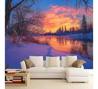 Murales Papel Pintado Salon Paisaje al atardecer junto al lago 350x256 cm Fotomurales 3D Tejido No Tejido Papel Tapiz Fotográfico Decorativos Murales Dormitorio Oficina Hotel