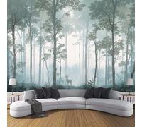 Murales Papel Pintado Salon Paisaje De Bosque De Fantasía 300 × 210 Cm Fotomurales 3D Animales Salvajes Ciervos Tejido Papel Tapiz Fotográfico Decorativos Murales Dormitorio Oficina Hotel,Verde