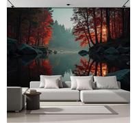 Murales Papel Pintado Salon Paisajes Naturales, Bosques Lagos Reflejos 300Anx210Al cm Fotomurales 3D No Tejido Papel Tapiz Fotográfico Decorativos Murales Dormitorio Oficina Hotel