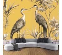 Murales Papel Pintado Salon Plantas Tropicales 150 × 105 Cm Fotomurales 3D Vida Silvestre Garza Tejido Papel Tapiz Fotográfico Decorativos Murales Dormitorio Oficina Hotel,Amarillo Mostaza