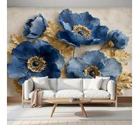 Murales Papel Pintado Salon Relieve Floral, Anémona 400Anx280Al cm Fotomurales 3D No Tejido Papel Tapiz Fotográfico Decorativos Murales Dormitorio Oficina Hotel