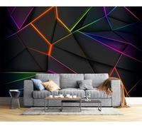 Murales Papel Pintado Salon Tema De Arte Moderno, 400 × 280 Cm Fotomurales 3D Formas Geométricas Tejido Seda Papel Tapiz Fotográfico Decorativos Murales Dormitorio,Negro