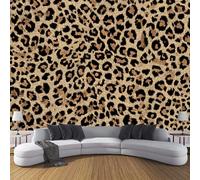 Murales Papel Pintado Salon Textura De Piel De Animal 350 × 256 Cm Fotomurales 3D Patrón De Leopardo Tejido Papel Tapiz Fotográfico Decorativos Murales Dormitorio Oficina Hotel,Marrón