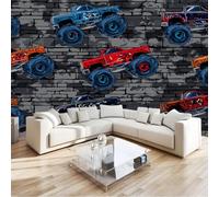 Murales póster Patrón Camión, Fotomurales Pared Tejido No Tejido Murales Fotográfico 350 x 256 cm XXL Decoración de Paredes, para Dormitorio Salón TV Pared Decorativos, Muro Ladrillo Urbano