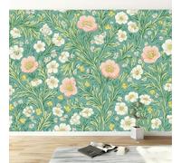 Murales póster William Morris Plantas Flores, Fotomurales Pared Tejido No Tejido Murales Fotográfico 400 x 280 cm XXL Decoración de Paredes, para Dormitorio Salón TV Pared Decorativos, Verde
