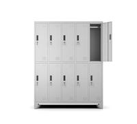 Muralo Armario Metálico de 10 Compartimentos 172x136x45 cm - Gris | Acero con recubrimiento en polvo, cerradura de cilindro y ranuras de ventilación, ideal para vestuarios, gimnasio y escuela