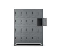 Muralo Armario Metálico de 20 Compartimentos 172x136x45 cm - Antracita | Acero con recubrimiento en polvo, cerradura de cilindro y ranuras de ventilación, ideal para vestuarios, gimnasio y escuela