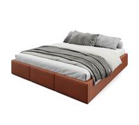 Muralo Cama Tapizada con Canapé 180x200 cm - Marrón óxido | Somier de láminas y canapé abatible, cabecero acolchado tapizado en terciopelo resistente, se entrega sin colchón