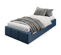 Muralo Cama Tapizada con Canapé 90x200 cm - Gris Oscuro | Somier de láminas y canapé abatible, cabecero acolchado tapizado en terciopelo resistente, se entrega sin colchón