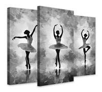 Muralo - Juego de murales - Juego de cuadros de lienzo listos para colgar - Cuadros para salón dormitorio - Decoración moderna de pared - bailarina, mujer, danza - 3 cuadros 20 x 40 cm