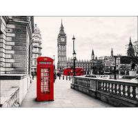 Muralo London 1008479929 - Papel Pintado fotográfico (Fieltro), diseño de Londres, Color Blanco y Negro, vellón, Hö. 270 x BR. 405 cm- 9 Bahnen