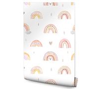 Muralo Papel pintado 10 m rollo de papel pintado de fieltro cielo nubes gotas arco iris líneas abstractas papel pintado no tejido 1000 x 53 cm pared papel pintado salón habitación infantil moderna