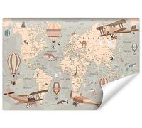 Muralo Papel Pintado en TNT 3D, Mapa del Mundo, Mapa Terrestre - 450x300 cm | Fotomural fotográfico de alta definición, en tejido no tejido o autoadhesivo, colocación fácil, decoración moderna para el