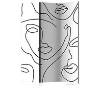 murando Biombo Acústico Abstracto 135x172 cm Impresion Bilateral en el Lienzo de TNT con Espuma acústica Separador de Espacio Pared Espanol Panel Home Office Boceto Cara Mujer Negro h-A-0239-z-b