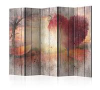 murando Biombo Acústico Madera 225x172 cm Impresion Bilateral en el Lienzo de TNT con Espuma acústica Separador de Espacio Pared Espanol Panel Home Office Herbst Bosque Corazón Árboles f-C-0175-z-c