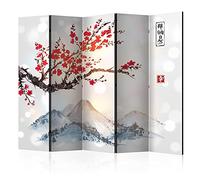 murando Biombo Acústico Paisaje Japan 225x172 cm Impresion Bilateral en el Lienzo de TNT con Espuma acústica Separador de espacio Pared Espanol Panel Home Office Naturaleza Flor de cerezo p-B-0049-z-c