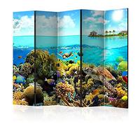 murando Biombo Mundo Submarino 225x172 cm de Impresion Bilateral en el Lienzo de TNT Decoracion Foto Biombo de Madera con Imagen Impresa Home Office Separador Arrecife de Coral Aqua c-C-0157-z-c