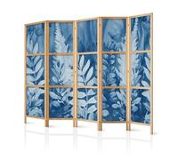 murando - Biombo XXL Hojas Azules 225x172 cm 5 Paneles biombo Separador de ambientes biombos separadores Paneles japoneses Paneles Decorativos b-H-10115-bh-d