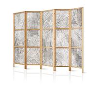 murando - Biombo XXL XXL Hojas Plantas Abstracto 225x171 cm 5 Paneles Lienzo de Tejido no Tejido Tela sintética Separador Madera Design de Moda Home Office Japón b-C-0813-z-c