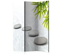 murando Biombo Zen 135x172 cm Impresion Unilateral en el Lienzo de TNT Decoracion Foto Biombo de Madera con Imagen Impresa Home Office Separador SPA Aqua Piedra Hojas Naturaleza p-C-0019-z-b