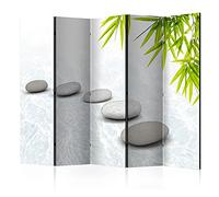 murando Biombo Zen 225x172 cm Impresion Unilateral en el Lienzo de TNT Decoracion Foto Biombo de Madera con Imagen Impresa Home Office Separador SPA Aqua Piedra Hojas Naturaleza p-C-0019-z-c