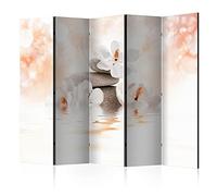 murando Biombo Zen 225x172 cm Impresion Unilateral en el Lienzo de TNT Decoracion Foto Biombo de Madera con Imagen Impresa Home Office Separador Flores SPA Piedra Aqua Naturaleza b-A-0287-z-c