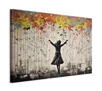 murando - Cuadro Acústico en Lienzo Banksy 120x80 cm - 1 Pieza cuadros acústicos-corativos aislamento-coracion moderno lienzos-corativos salon - Chicas en una canción lluviosa h-H-10031-b-a