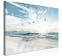 murando Cuadro Acústico Paisaje 120x80 cm espuma acústica absorbe el sonido aislamiento lienzo de 1 pieza Impresión Artística Decoración de Pared Playa Mar Pájaros Gaviotas c-B-0667-b-a