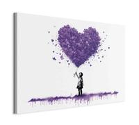 murando - Cuadro en Lienzo Banksy 120x80 cm Impresión de 1 Pieza Tejido no Tejido Artística Imagen Gráfica Decoracion de Pared Estructura Textura plata - globo rosa en forma de corazón h-H-10027-b-a