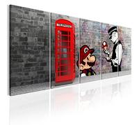 murando Cuadro en Lienzo Banksy Mario 225x90 cm Impresión de 5 Piezas Material Tejido no Tejido Impresión Artística Imagen Gráfica Decoracion de Pared - London Street Art Urban Mural i-C-0104-b-m