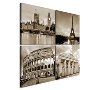 murando Cuadro en Lienzo Ciudad 60x60 cm - Impresión Material Tejido no Tejido Impresión Artística Imagen Gráfica Decoracion de Pared - City Paris London d-B-0174-b-i