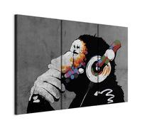 murando - Cuadro en Lienzo DJ Mono 135x90 3 piezas - Impresión en material tejido no tejido cuadros decoracion salon modernos lienzos decorativos - Banksy Animales Concreto Musica g-A-0288-b-e