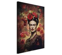 murando - Cuadro en Lienzo Frida Kahlo 40x60 cm 1 pieza - Impresión en material tejido no tejido cuadros decoracion salon modernos lienzos - Reproducción Retrato Mujer Rojo h-H-10060-b-a