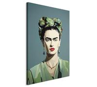 murando - Cuadro en Lienzo Frida Kahlo 60x90 cm 1 pieza - Impresión en material tejido no tejido cuadros decoracion salon modernos lienzos - Reproducción Retrato Mujer Verde h-H-10059-b-a