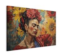 murando - Cuadro en Lienzo Frida Kahlo 90x60 cm 1 Pieza - Impresión en material tejido no tejido cuadros decoracion salon modernos lienzos - Reproducción Retrato Mujer Flores Colorido h-H-10050-b-a