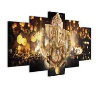 murando Cuadro en Lienzo Ganesha Hinduismo 100x50 cm Impresión de 5 Piezas Material Tejido no Tejido Impresión Artística Imagen Gráfica Decoracion de Pared Zen p-A-0031-b-o