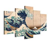 murando Cuadro en Lienzo la gran ola de Kanagawa 200x100 cm Impresión de 5 piezas Material Tejido no Tejido Impresión Artística Imagen Gráfica Decoracion de Pared - Katsushika Hokusai p-B-0009-b-m