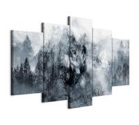 murando Cuadro en Lienzo Lobo 225x112 cm Impresión de 5 Piezas Material Tejido no Tejido Impresión Artística Imagen Gráfica Decoracion de Pared Bosque g-A-0139-b-m