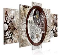 murando Cuadro en Lienzo Mandala 225x112 cm 5 partes Impresión en Material Tejido no Tejido Impresión Artística Imagen Gráfica Decoracion de Pared Ornament yin yang p-A-0036-b-m