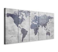 murando Cuadro en Lienzo Mapa del mundo 200x80 cm Impresión de 5 Piezas Material Tejido no Tejido Impresión Artística Imagen Gráfica Decoracion de Pared Gris Concreto k-C-0087-b-m